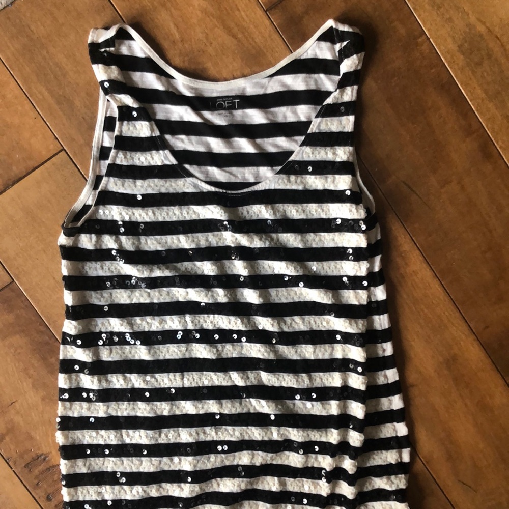 Ann Taylor loft black and white sequins tank top XS